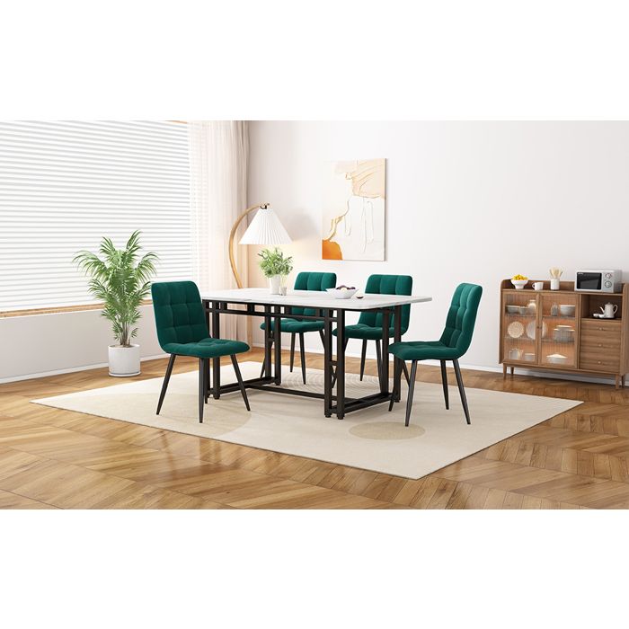 Nouveau Premium sense 120x70cm table de salle à manger noire avec 4 chaises table de cuisine moderne chaise de salle à manger