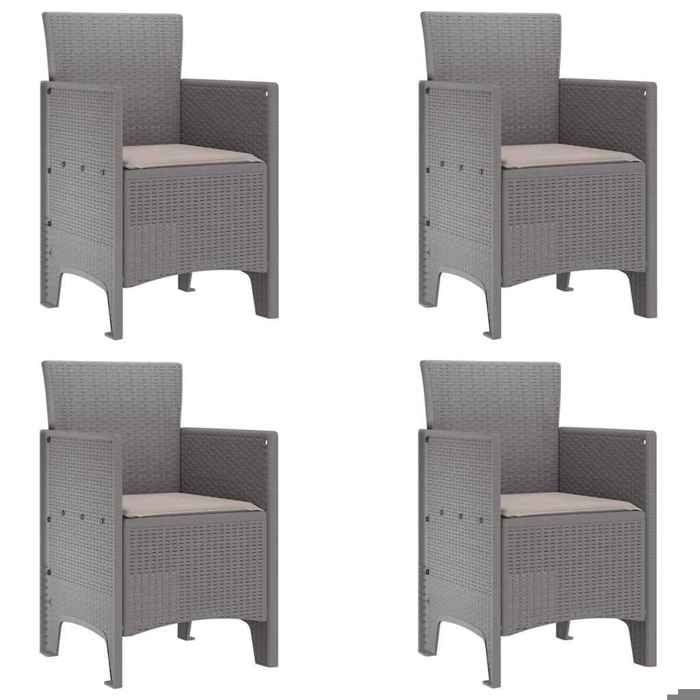 CHIC Chaise de jardin 4 pcs（Lot de 4) Gris clair 53 x 49 x 85 cm PP - 53x49x85 cm 382876 S11