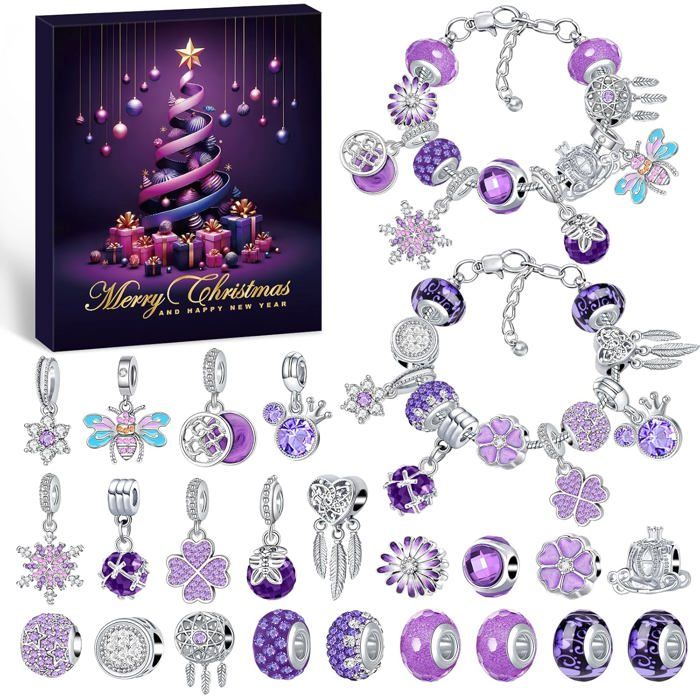 Calendrier 24 Surprises Calendrier De L'Avent Bijoux 2025 Pour Filles - 24 Surprises DIY Bracelets Colliers 6-16 Ans