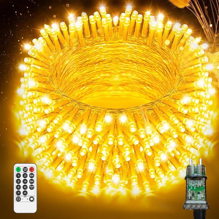 Guirlande Lumineuse Intérieur Exterieur LED Noel - 25M 200 LED Guirlande de Noel avec Télécommande et Minuterie 8 Modes D’éclairage