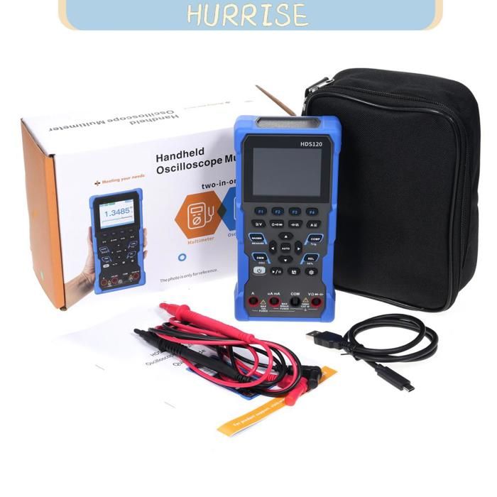 Tbest multimètre HDS120 Digital Oscilloscope Multimeter 2-in-1 20000 Counts True RMS Tester auto tableau Noir et bleu