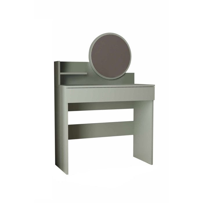 Coiffeuse avec miroir en bois Harmony Mini Round - 90 x 40 x 133 cm - Vert