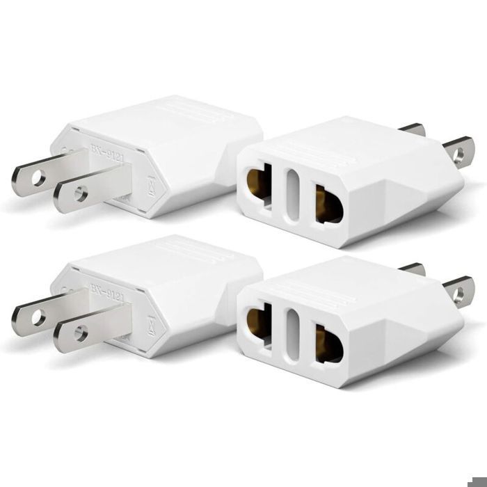 Adaptateur de voyage - PZCC - 4 pièces - Blanc - Type A vers E/F - Certifié CE/ROHS