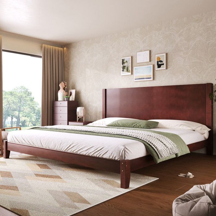 Lit double 180x200 cm avec sommier à lattes Cadre de lit adulte avec tête de lit rembourrée Lit 2 personnes Marron