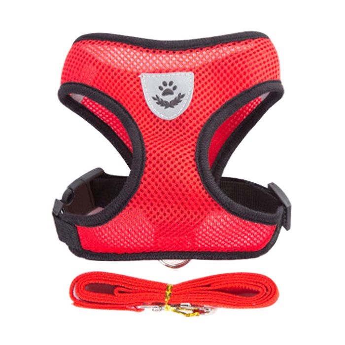 Harnais réglable pour chat - Phoesky - Veste en maille de polyester - Rouge - Taille M (25-4 kg) - Texture douce