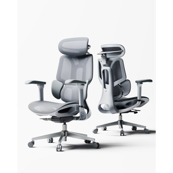 Hbada E3 Air 2026 Chaise de Bureau Ergonomique Soutien Lombaire 3 Zones 4D Appui-Tête & Accoudoirs (Gris sans Repose-Pieds)
