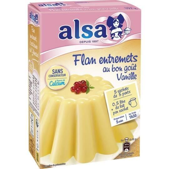 LOT DE 2 - ALSA - Préparation Flan Entremets Vanille - boite de 192 g