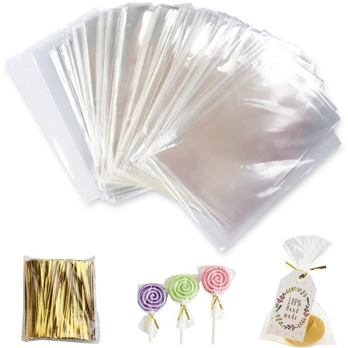 Sachet Transparent,400pcs Sac Cellophane Sac OPP Sachet Bonbon Sachets  Transparents pour Les Aliments Avec 800 liens torsadés [149] - Cdiscount  Maison