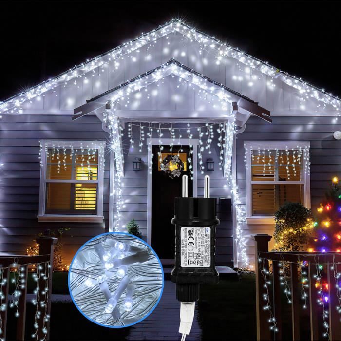 10m 200 LED Pluie Verglaçante Glaçon Noël Jardin Lumières Rideau Guirlande  Lumineuse, Blanc Froid - Cdiscount Maison