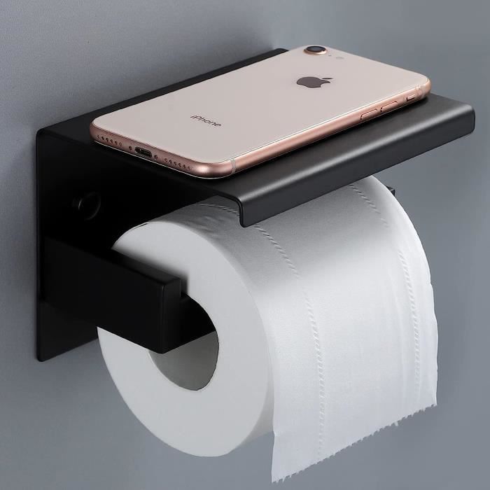 Porte Papier Toilette Avec Support Téléphone - Adhésif Ou Vis - Acier Inox 304 - Salle De Bain