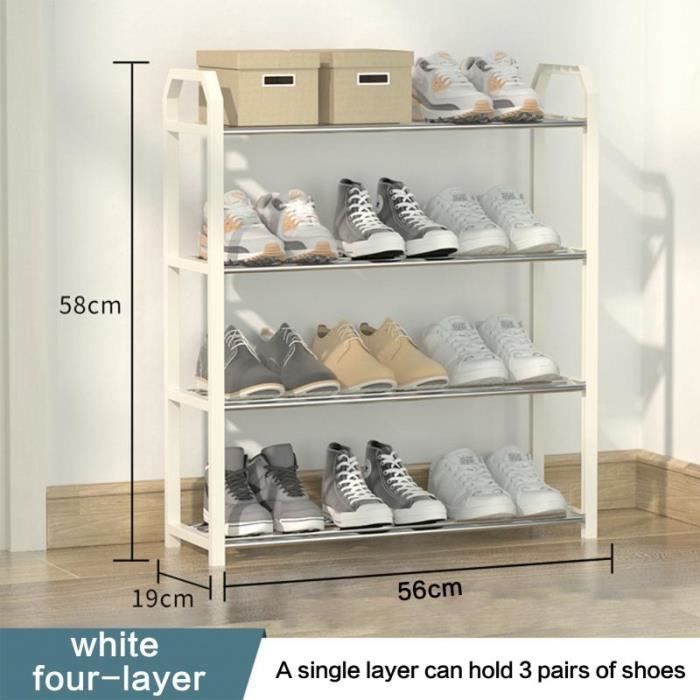 Rangement Chaussures 3 étages En Métal - Empilable - 30x92x55 Cm - Capacité 16 Paires - Noir