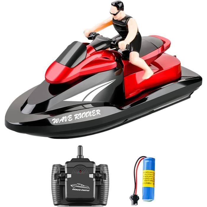Bateau Télécommandé Rapide 2.4 GHz Avec LED - Pour Piscine Et Lac, Bleu Et Noir, Jeu Aquatique Enfants Et Adultes