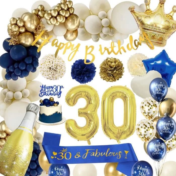 Decoration Anniversaire 30 Ans Homme, Ballon 30 Ans Anniversaire Fête Beige  Bleu Avec Bannière Joyeux Anniversaire, Ceinture[J10065] - Cdiscount Maison