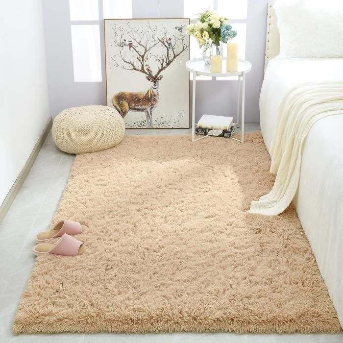 Tapis De Salon, À Poils Longs, 150 X 150 Cm, Blanc, Uni, Moelleux