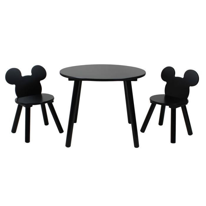 Ensemble table basse et 2 chaises Mickey Mouse noires