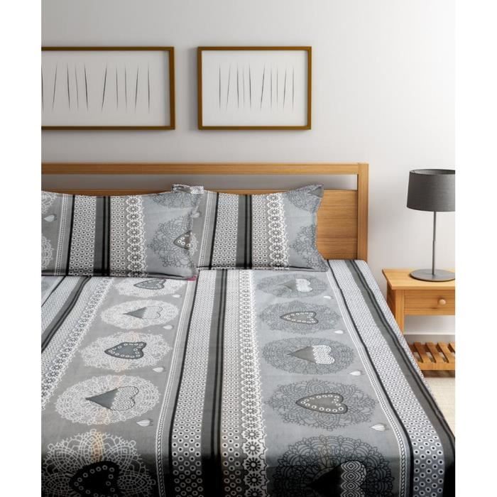 parure de lit 4 pieces 2 personnes 1 drap housse 160x190cm 1 drap plat 220x290cm et de 2 taies d oreillers 65x65cm cdiscount maison