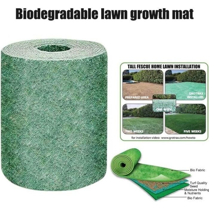 Tapis de semences de gazon Tapis de semences de pelouse Roll-300 * 20cm Tapis de croissance de pelouse biodégradable 30 rouleaux