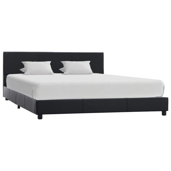 Cadre de lit - GAR - Similicuir Noir - 160 x 200 cm - MDF - Design Contemporain