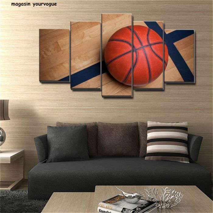 5 Panneau Basketball Sport Toile Mur Art Pour Garcons Chambre