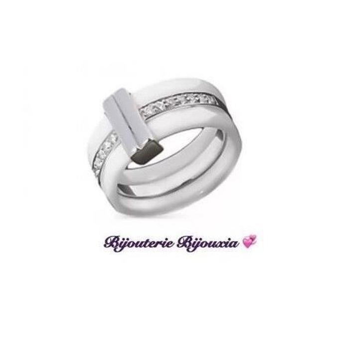 Bague Large Femme En Nacre Et Argent 925/1000 Massif - Zirconium, Rhodié - CENTMILLE