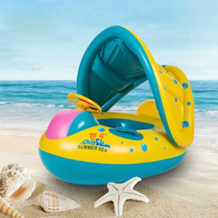 Bouee Bebe Gonflable Siege Parasol Fauteuil Jaune Pvc Securite Anneau Natation Cdiscount Jeux Jouets