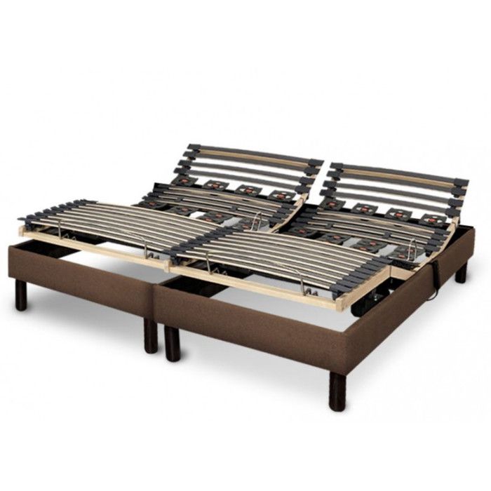 Sommier électrique Essenzia Zen EMOTION MARRON 2x70x190 Lattes et Plots
