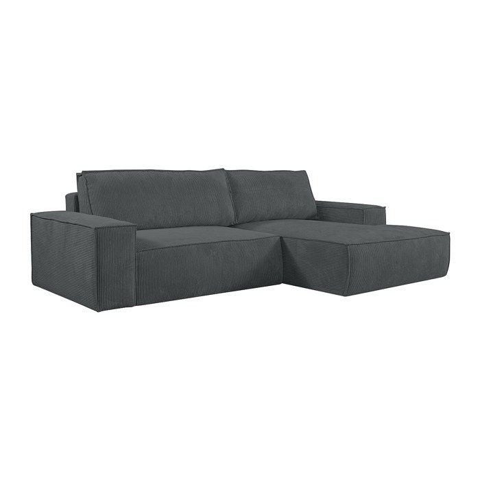 Canapé dangle droit convertible en velours côtelé gris anthracite AMELIA