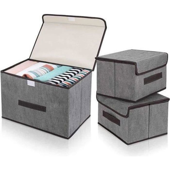 Hm Vicyy Boîte de Rangement,Paniers de Rangement Pliables avec Couvercle et  Poignées,Caisses de Rangement en Tissu Lavable,pour  Vêtement,Jouets,Magazine pour Maison : : Cuisine et Maison