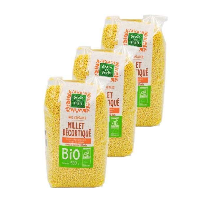 Lot 3x Millet décortiqué BIO - Grain de Frais - paquet 500g