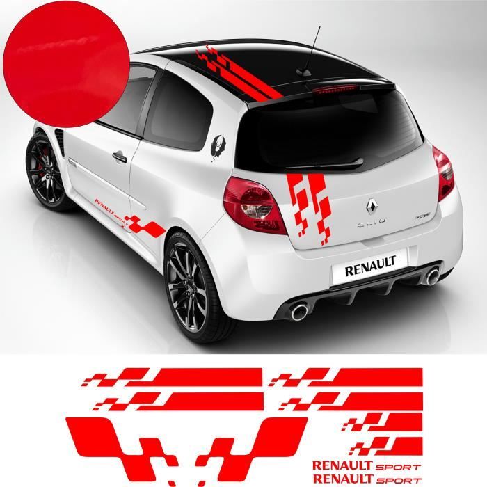 Renault Twingo CLIO MEGANE Bandes intégrales Gordini - ROUGE - Kit Complet  - Tuning Sticker Autocollant Graphic Decals - Cdiscount Auto