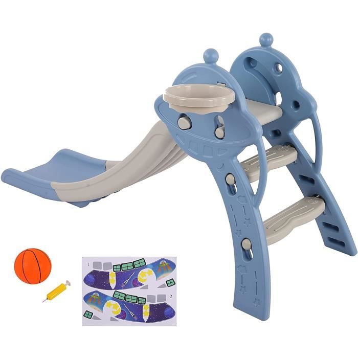 3 en 1 Toboggan pour enfants avec panier de basket et escalade