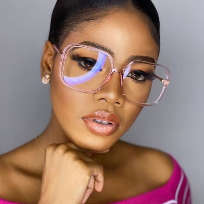 Nouvelle mode Vintage clair carre lunettes cadre femmes marque concepteur frais grand Transparent lunettes femm Black1639 THJR123 Achat Vente lunettes de soleil Femme Cdiscount