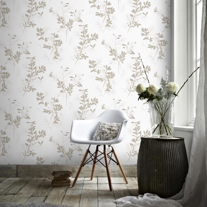 Superfresco Easy Papier Peint Intisse Nature Blanc Taupe 10 M X 52