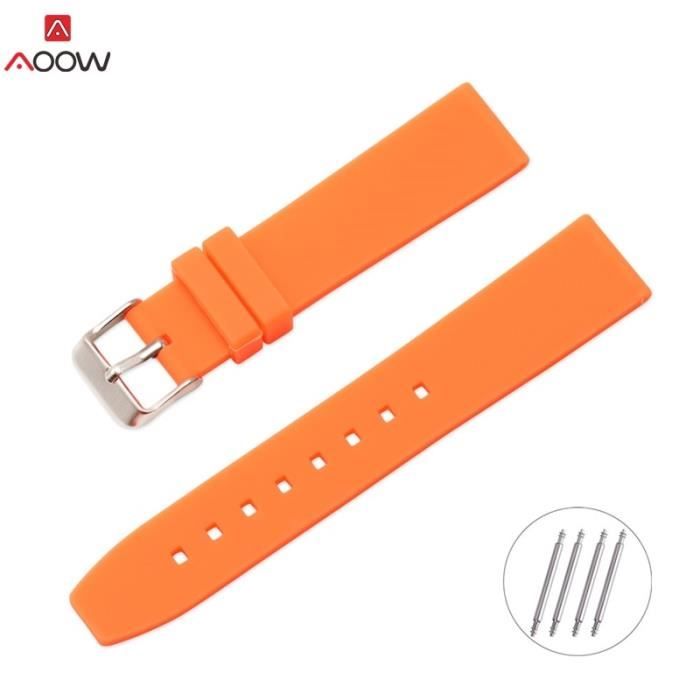 Sport Orange 18mm 20mm 22mm 24mm Silicone Bracelet Montre Caoutchouc