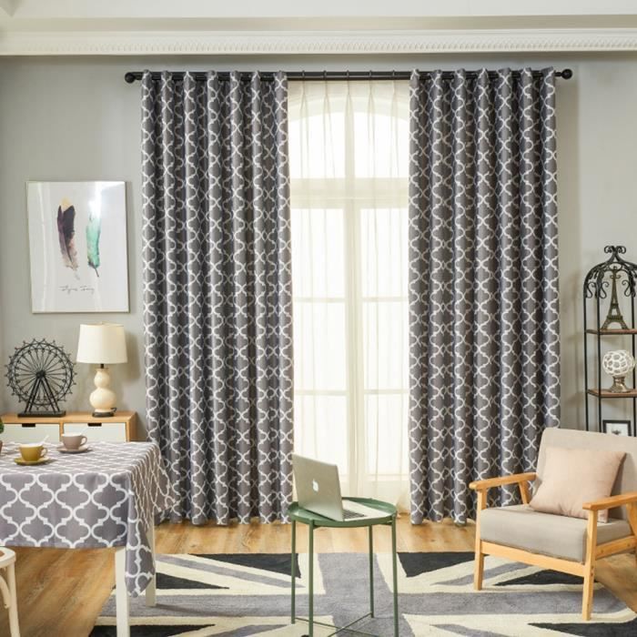 Impression Simple D Ellipse De Rideau En Fenetre Moderne Pour La Chambre A Coucher De Salon Gris Tige D Usure 100cm