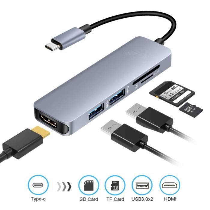 hub USB de type C Junefish Google Chromebook 2016 et dautres périphériques USB de type C lecteur de cartes 2 ports USB 3.0 pour MacBook Pro 2015/2016 Adaptateur HDMI 4 K de type C USB 3.0 