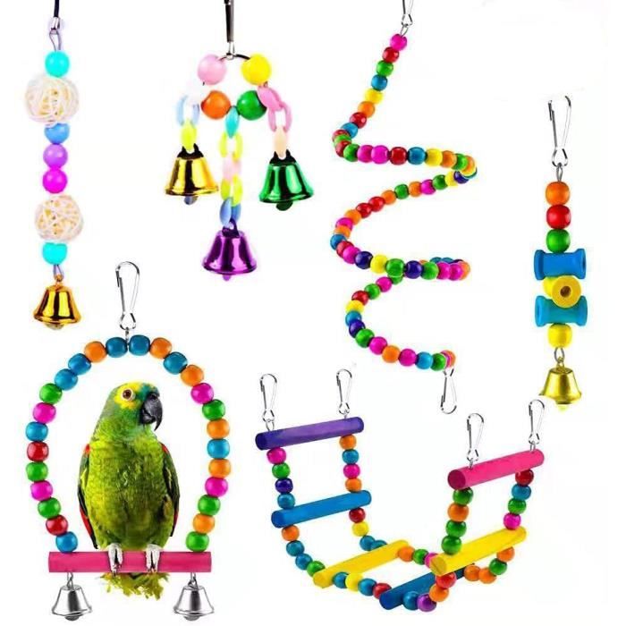 6 pièces coloré jouets pour oiseaux, oiseau perroquet jouets, oiseau  balançoire jouets, oiseau jouets à mâcher pour perruche, pins - Cdiscount