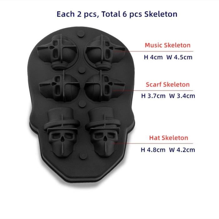 2 Pièces Crâne En Forme De Cube En Silicone 3D Glaçon En