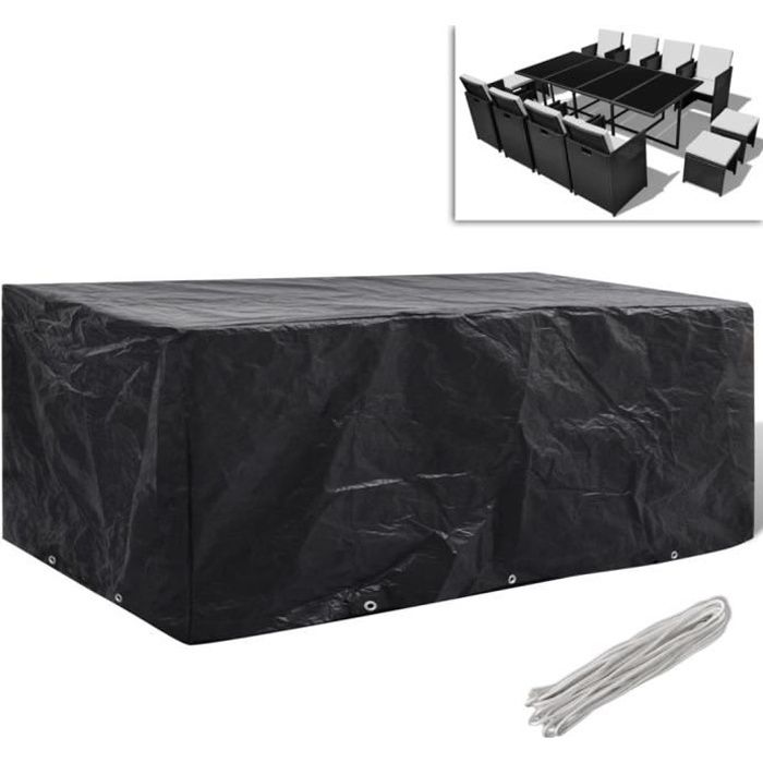 Housse de protection table de jardin Housse Meuble Bâche Résine tressée 229 x 113 x 73 cm HB047 CHAUD