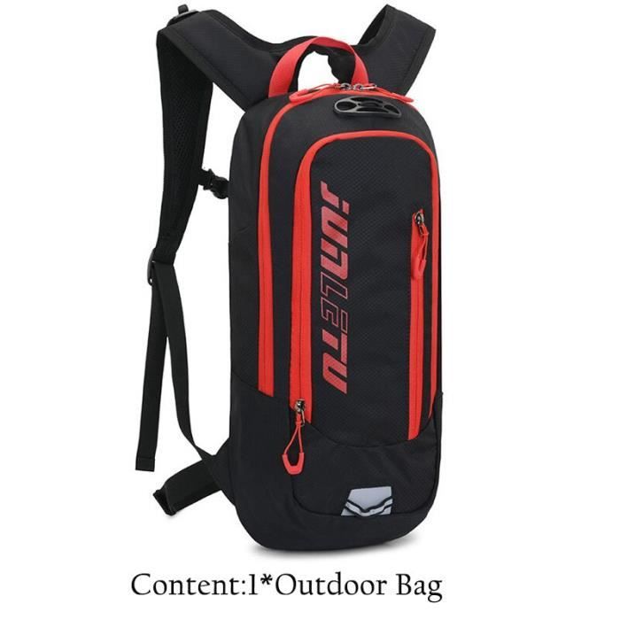 Noir et rouge Sac à dos imperméable 6L pour vtt, sac de vélo réfléchissant de nuit, sac à dos d'hydratation p