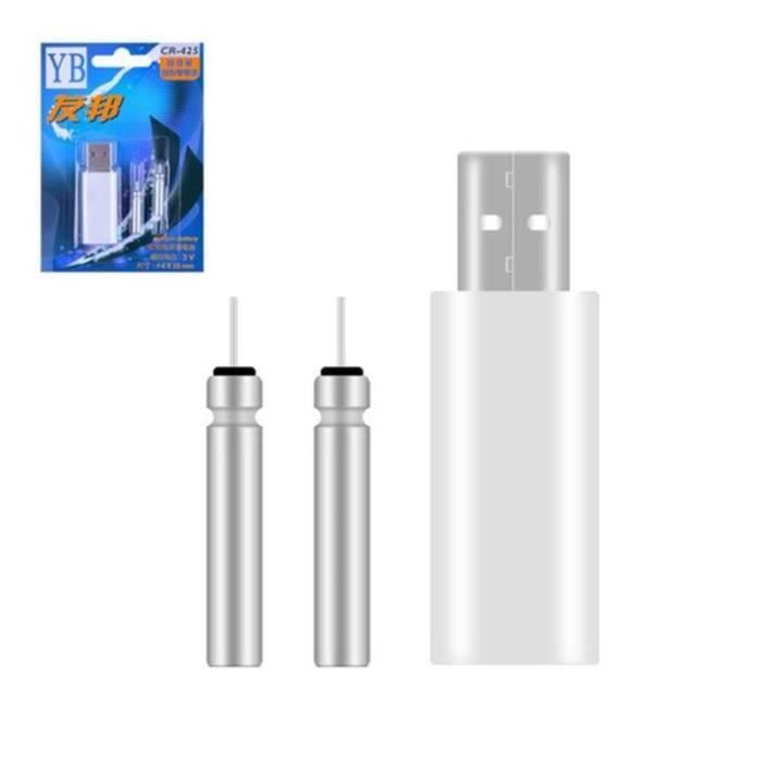 FOKH Lot De 2 Batteries Électriques Rechargeables USB CR425 Pour Flotteur De Pêche - Équivalent 100 Piles