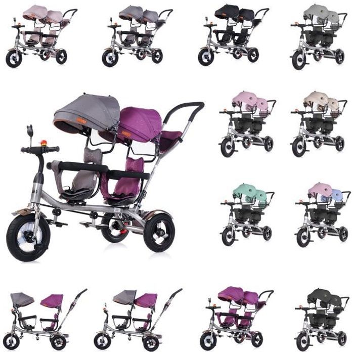 Chipolino Tricycle, Tricycle, 2Play, pour jumeaux, pneus, guidon, jusqu