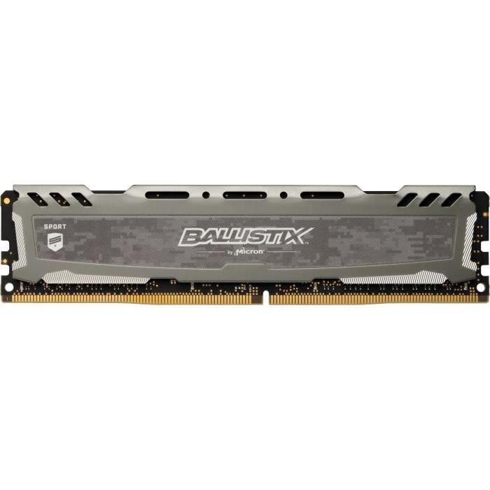 Memoire PC BALLISTIX - Mémoire PC RAM - SPORT LT GRIS DDR4 - 16 Go - 3000MHz (BLS16G4D30AESB) pas cher Memoire PC BALLISTIX - Mémoire PC RAM - SPORT LT GRIS DDR4 - 16 Go - 3000MHz (BLS16G4D30AESB) pas cher
