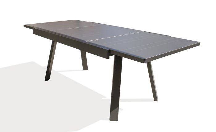 Table de jardin STOCKHOLM (150/225x96 cm) en aluminium avec rallonge intégrée - GRIS ANTHRACITE