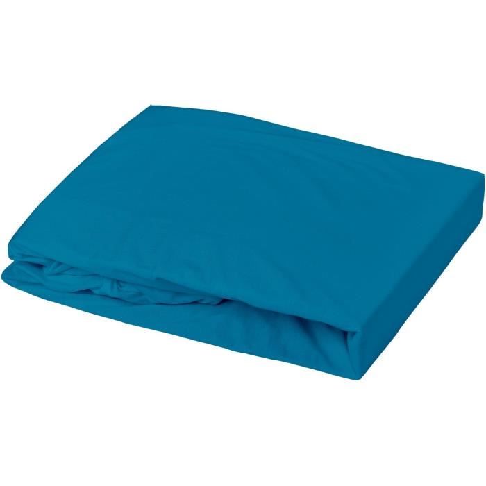 DOMIVA Drap housse + Alèse Uni - 100% Coton - Oeko-Tex® - Blanc/Canard - 60 x 120 cm