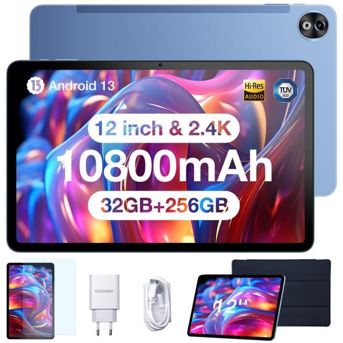 Tablette tactile DOOGEE T20Ultra 12 pouces IPS 2.4K Hi-Res Battery 10800mAh/7.6mm ultra-thin32(12+20Go)+256GoAndroid 13-Bleu