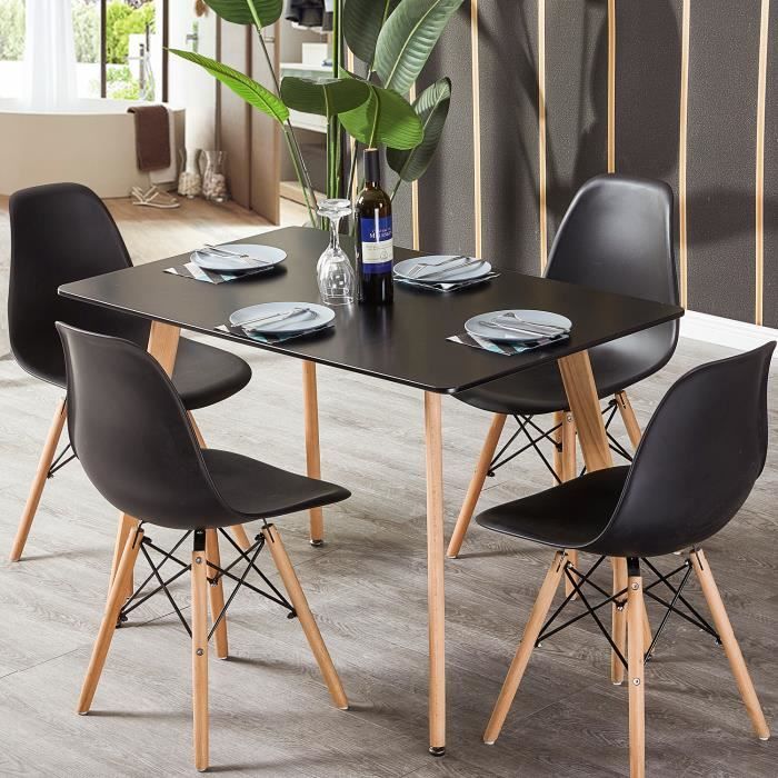 Table de Salle à Manger - Noir - Cuisses d'orme - Style Nordique - L110cm -  Cdiscount Maison