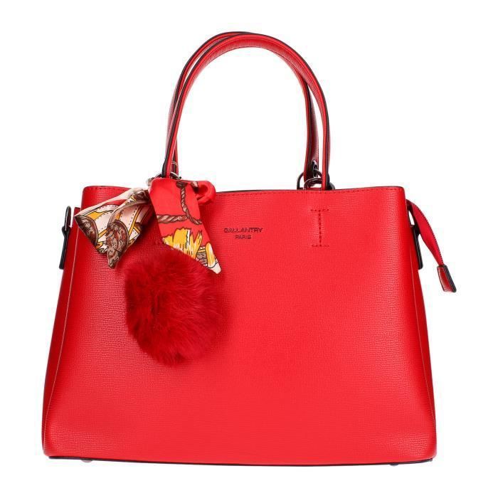 sac à main avec pompon et foulard - gallantry paris - rouge