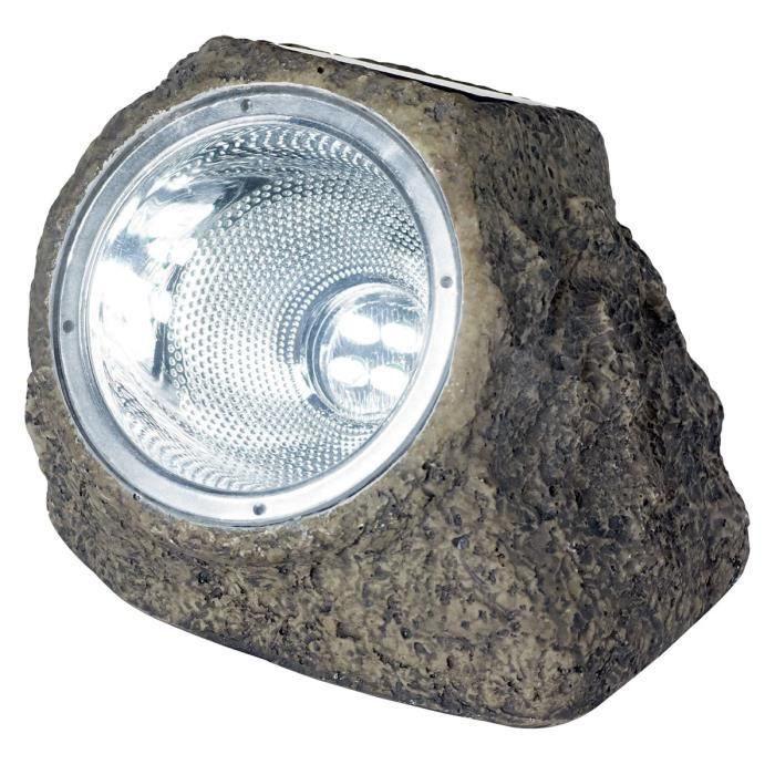 spot solaire polyrésine - galix - rocher - 10 lumens - marron - led