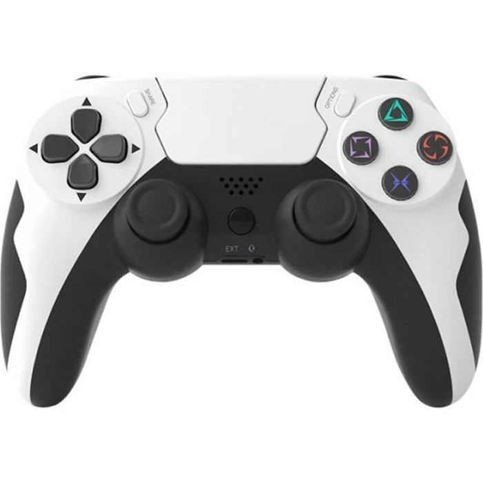 PS4 Sans Fil, Blanche et Noire, Gyroscope à 6 Axes Contrôleur, Double Vibration Moteur